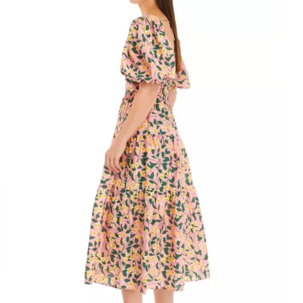 Moon River Puff Sleeve Floral Dress